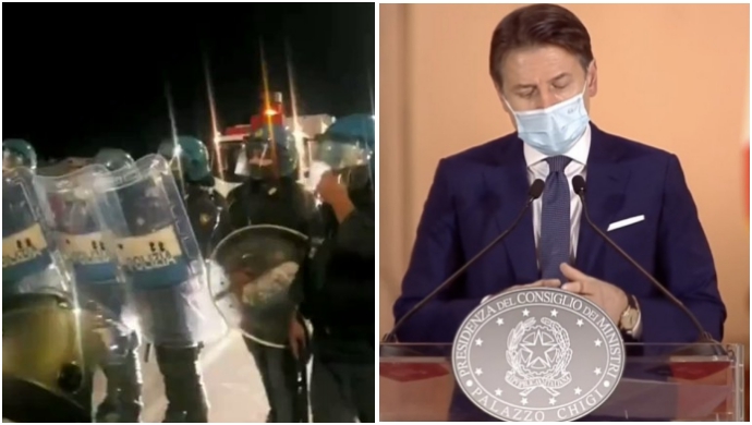 Napoli/ Policia italiane bashkohet me protestuesit kundër izolimit (Video) poli 1