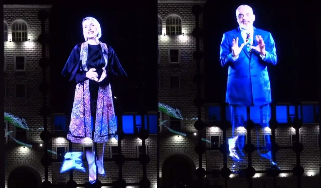 Fiken dritat e Sheshit “Nënë Tereza”, shfaqen në hologramë Rama dhe ministrja Margariti me kostum popullor (Video) rama margariti