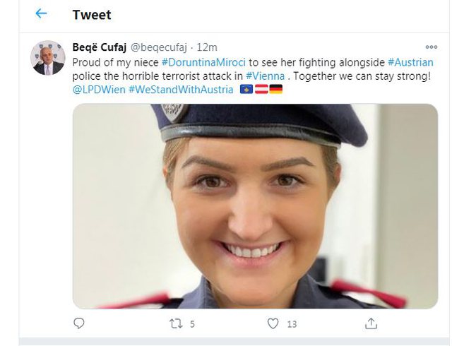 Kjo është policja shqiptare në krye të detyrës që mbrëmë u përball me terroristët në Vjenë, reagon ambasadori: Krenar për mbesën time! 1 640 0 5fa15cc29886f