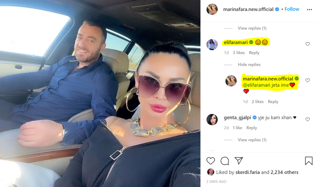 Më në fund Marina publikon foton me të dashurin misterioz, ja komenti i Eli Farës! 1 Marina fara