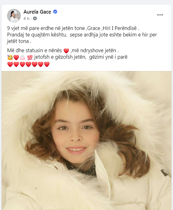 Vajza e Aurela Gaçes feston 9 vjetorin e lindjes, këngëtarja i bën dedikimin prekës 1 Untitled 3 2