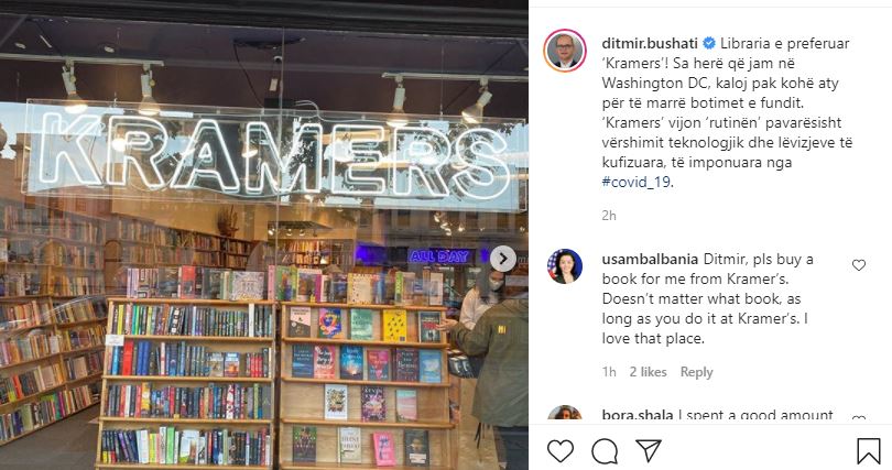 Ditmir Bushati viziton librarinë e famshme në Uashington, ambasadorja amerikane i bën porosi për… 1 ditua