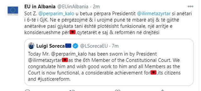 Ngritja e Gjykatës Kushtetuese, regon Luigi Soreca: Arritje e konsiderueshme! 1 640 0 5fe48eaee1f16