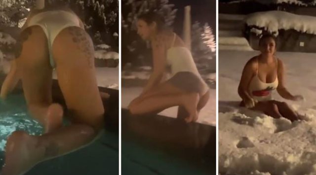 FOTO/ Elettra Lamborghini me shfaqje që të le pa frymë, zhytet në dëborë me rroba banje Elettra Lamborghini ok