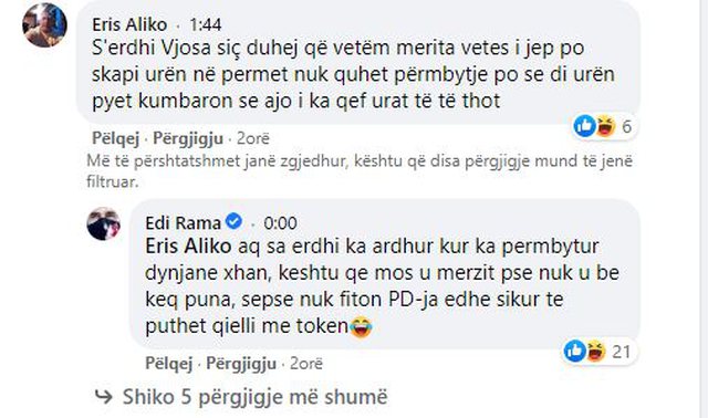 Përmbytjet në vend/ Rama sherr me komentuesit: Humor kaps, PD nuk fiton edhe sikur... 2 640 0 5ffb3e20874ad