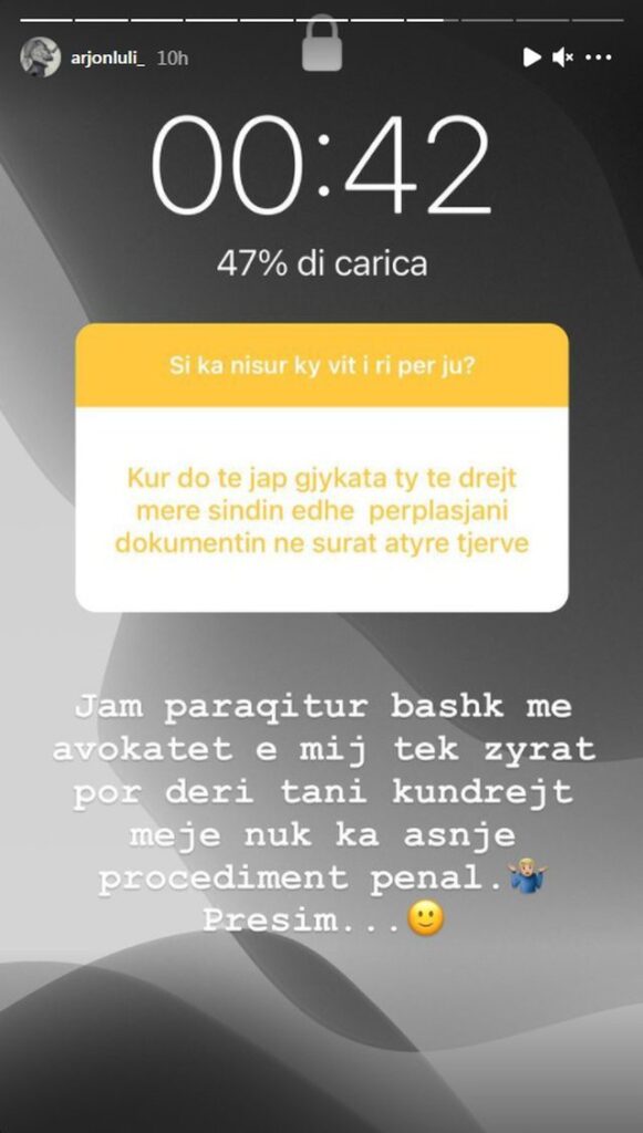 Arjoni e nxorri bllof për gjyqin, reagon Ana: Jam ndjerë e... 1 640 0 5ffb42b8bb063