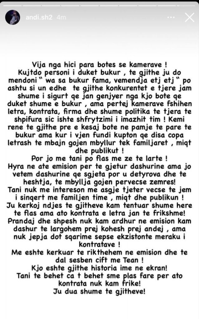 Publikohet një pjesë e kontratës së ‘frikshme’ që ka firmosur Andi dhe Tea e ‘Përputhen’, ja çfarë rrezikonin nëse largoheshin nga programi 2 640 0 60169972a3b12