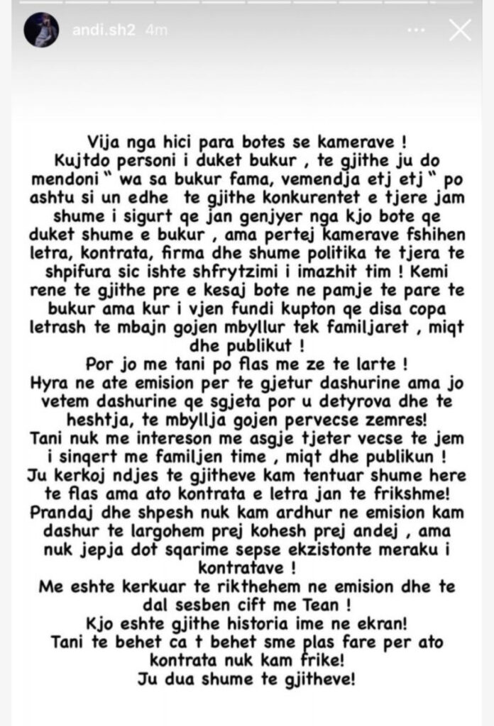Andi i “Përputhen” tregon gjithçka: Më detyruan të dal çift me Tean, tentova të flas por ato kontrata janë të frikshme 1 9F0D60C0 8B3C 408A B055 DCC81C9DED44