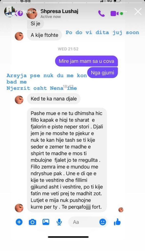 E ëma i lutet të mos përdorë fjalë të pista, Stresi publikon mesazhet 1 Stresi 1