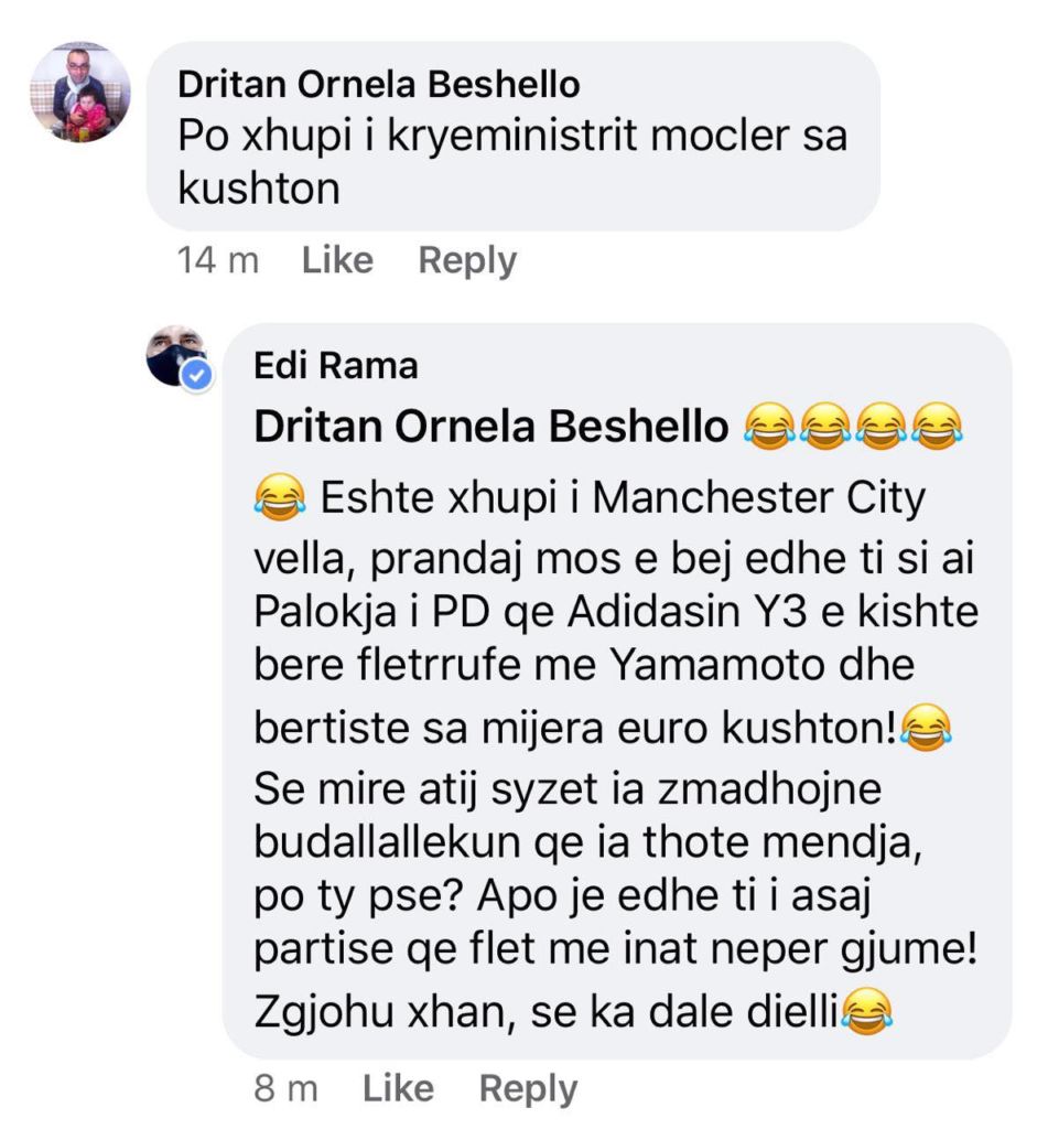 “Sa kushton xhupi”, Rama i kthehet komentuesit: Mos u bëj si Palokja i PD, atij ia zmadhojnë syzet budallallëkun 1 r 2