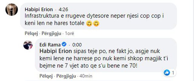 E kritikoi për gjendjen e rrugëve, Rama nuk ia përton qytetarit : Mos u mërzit fare. Ju demokratikasit të shtoni jetën… 1 640 0 601af06550a6a 1