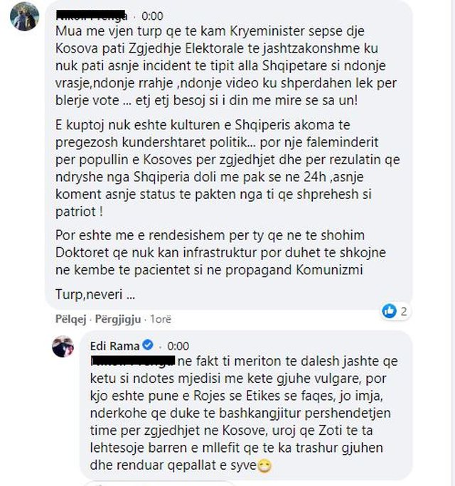 ‘Më vjen turp që të kam kryeministër’, Rama ‘nuk përmbahet’, shpërthen ndaj komentuesit: Ti meriton që të... 1 640 0 602ab0069cb89