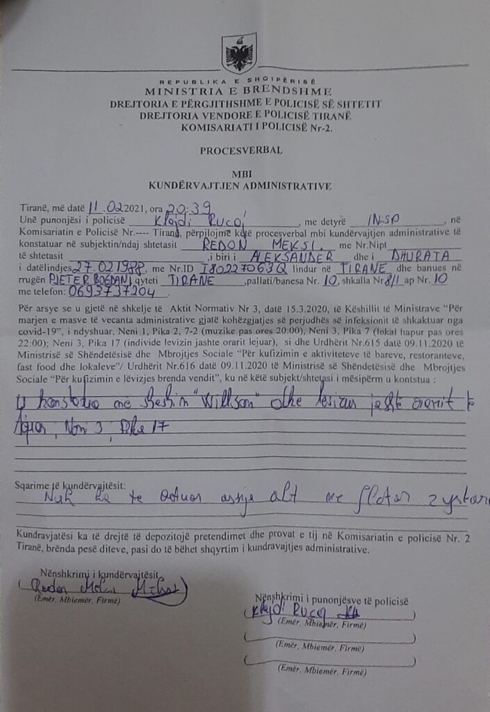 Policia ndëshkon djalin e ish-kryeministrit shqiptar 1 gjobe