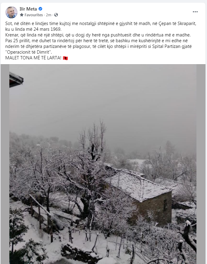 Meta kujton shtëpinë e gjyshit në Skrapar, aty ku u lind: U dogj dy herë nga pushtuesit, pas 25 prillit më duhet ta rindërtoj për herë të tretë 1 1 9
