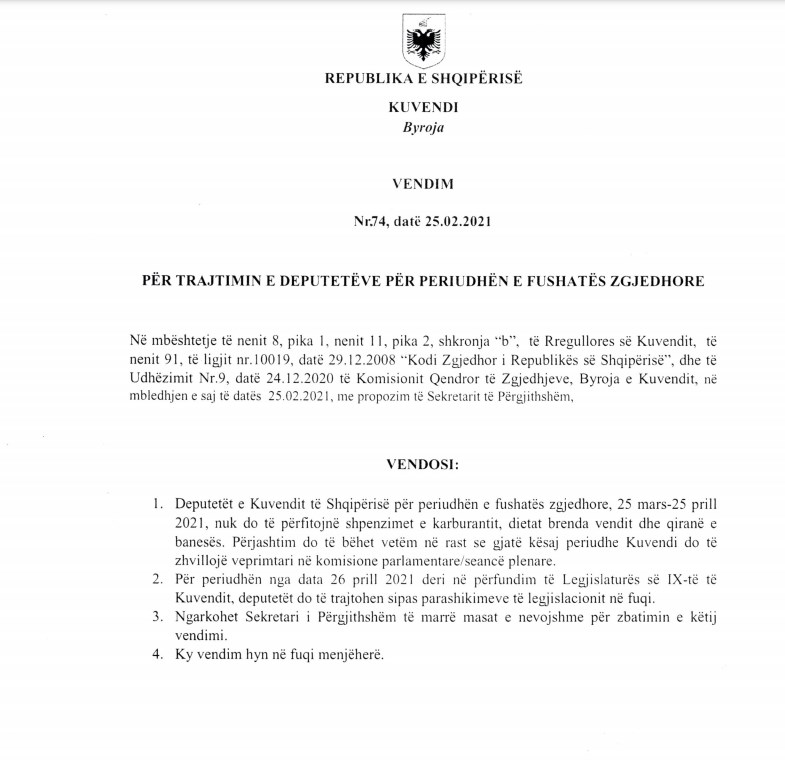 S’ka karburant dhe bonus qeraje, Gramoz Ruçi u pret dietat deputetëve për fushatë zgjedhore 1 byroja