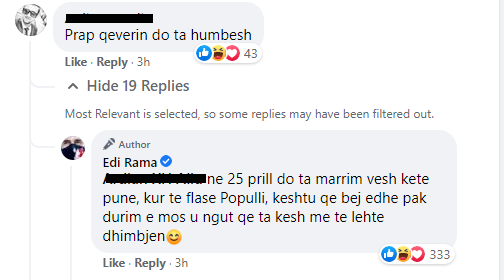 Qytetari i shkruan në “Facebook” se do të humbasë zgjedhjet, Rama gjen kohën dhe nuk e lë pa përgjigje 2 rama fcb 1