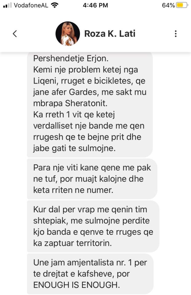 Sot proteston, para 1 viti ankohej e alarmuar te Veliaj për qentë: Më sulmojnë përditë një bandë qensh te Liqeni, enough is enough 1 816a515f 60b2 4fce aff4 e0089c0e3c00
