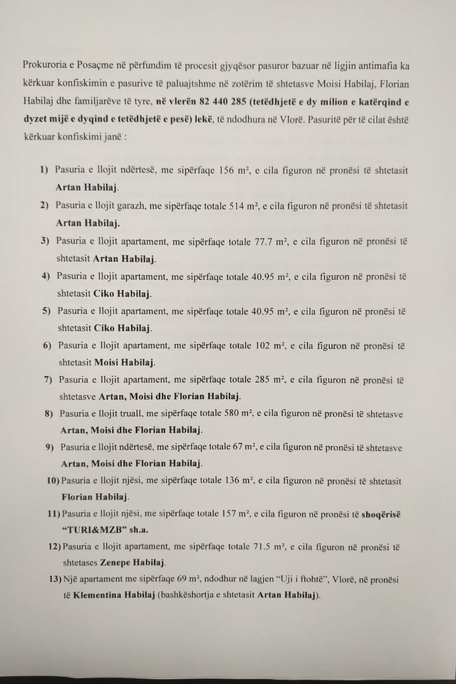 SPAK iu jep një tjetër goditje të fortë Habilajve, kërkon sekuestrimin e pasurive të tyre në Vlorë, nga ndërtesa, garazh e 7 apartamente 1 640 0 609147510927f