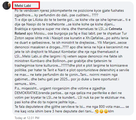 Ish drejtori i LSI-së shpërthen kundër Metës: Braktisët njerëzit me vlera! Të fala deputetëve dhe gjithë servilëve të LSI-së 1 Untitled