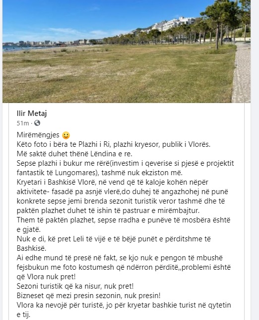 Deputeti socialist sulmon kryebashkiakun e Vlorës: Vjen vërdallë në qytet si turist, duke ndërruar kostumet e punë hiç 1 ilir metaj