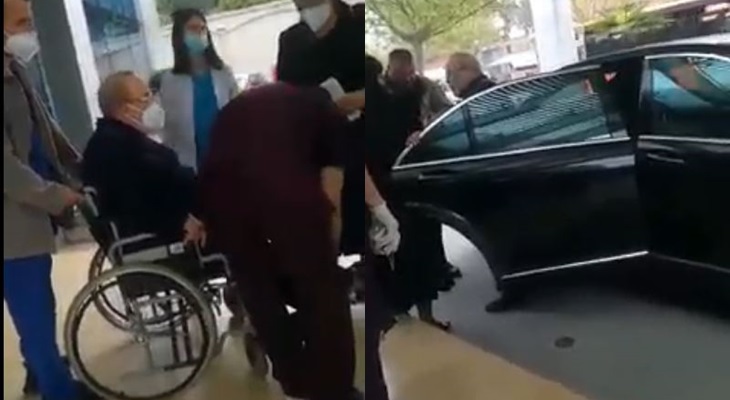 Fotot/ Ish-lideri i PS Fatos Nano në gjendje ”të rënduar shëndetësore”, e transportojnë me karrocë! jjjjjjj 1