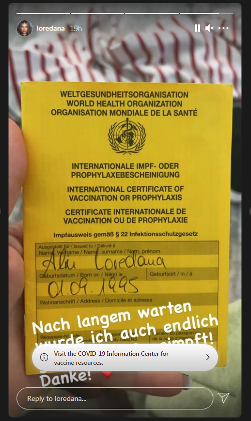Loredana merr vaksinën kundër Covid, ja çfarë shkruan reperja në rrjetet sociale 1 loredana
