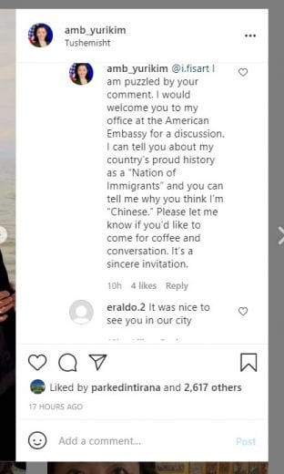 E quajti kineze, ambasadorja Kim fton në Ambasadën Amerikane komentuesin: Mund t’ju tregoj me krenari për historinë e vendit tim 2 198493710 160591779306042 1843939592424683507 n