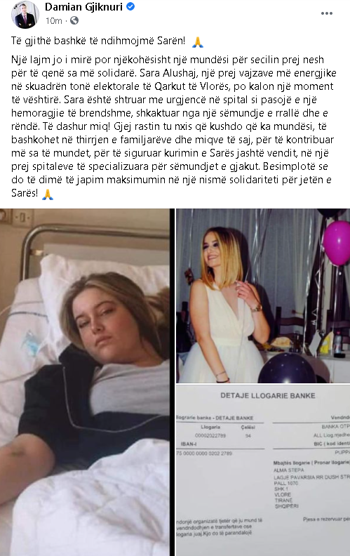 Damian Gjiknuri apel për ndihmë për të renë që vuan nga sëmundja e rëndë: Ta dërgojmë jashtë vendit 1 Capture 104 1