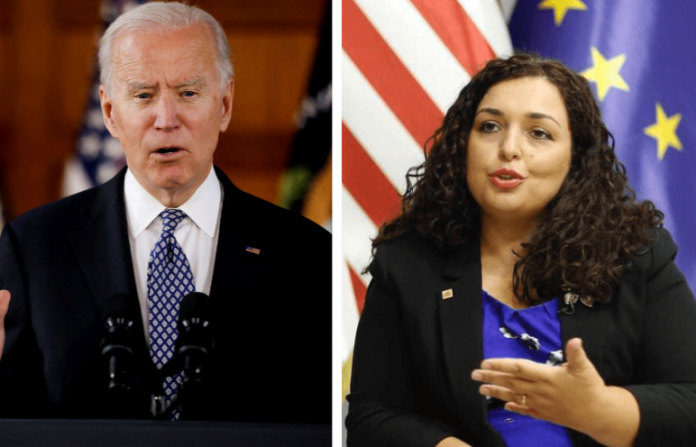 SHBA i dhuron Kosovës vaksina, Vjosa Osmani: Joe Biden gjithmonë miku ynë joe vjoisa 696x447 1