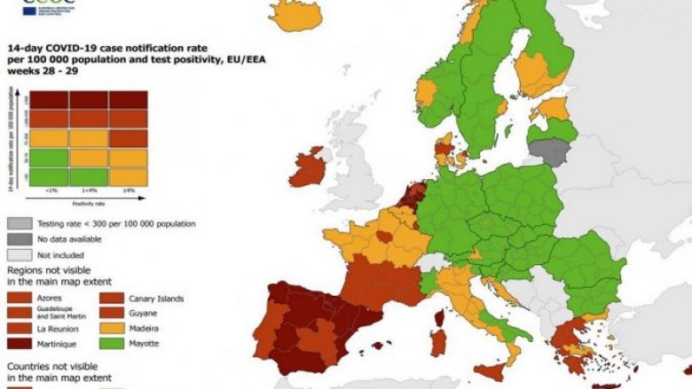 Publikohet harta e re e COVID-19 në Evropë, ja si është pozicionuar Shqipëria 1 1 188 780x439 1
