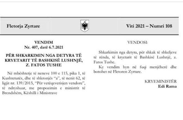 U arrestua me urdhër të SPAK/ Rama shkarkon nga detyra kryebashkiakun e Lushnjes, ja vendimi 1 640 0 60e5b3bf3e770