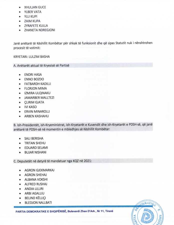 PD shpall listën fituese, kush janë anëtarët e rinj të Këshillit Kombëtar 8 8