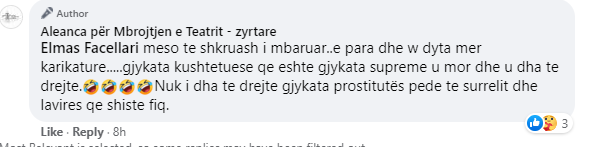 Aleanca për Mbrojtjen e Teatrit replika ofenduese ndaj qytetarëve në facebook: Zhulsa, idiota komunistë që vini era dhi 4 Capture 12
