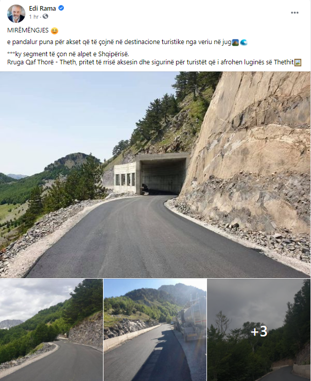"E pandalur puna...", Rama jep lajmin e mirë dhe publikon pamjet e projektit madhor të qeverisë 1 Rama rruge