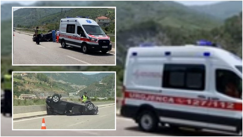 Përmbyset makina në autostradën Elbasan-Tiranë, plagosen dy vajza aksident 4