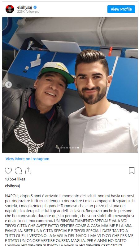 LETRA/ Elseid Hysaj i jep zyrtarisht lamtumirën Napolit: Erdhi momenti pas 6 vitesh! Më vjen keq që nuk keni festuar kur… 1 hysaj 1