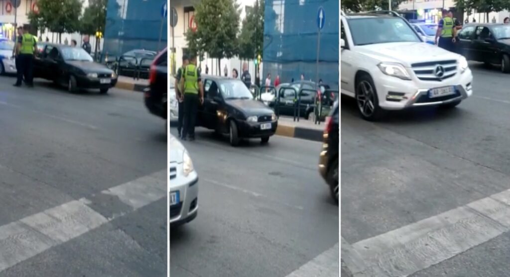 Policia rrethon “Fiat”-in në mes të Tiranës, i riu ikën me vrap, kthehet me duart lart (VIDEO) makina 1