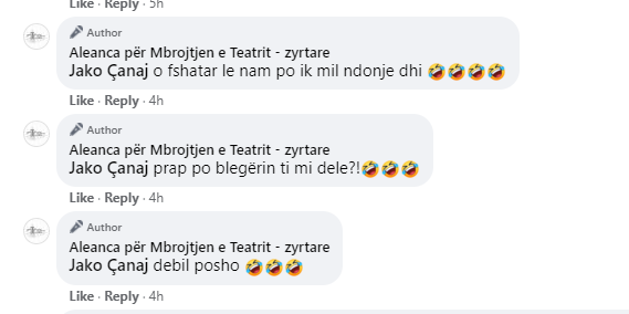 Aleanca për Mbrojtjen e Teatrit replika ofenduese ndaj qytetarëve në facebook: Zhulsa, idiota komunistë që vini era dhi 10 rrur