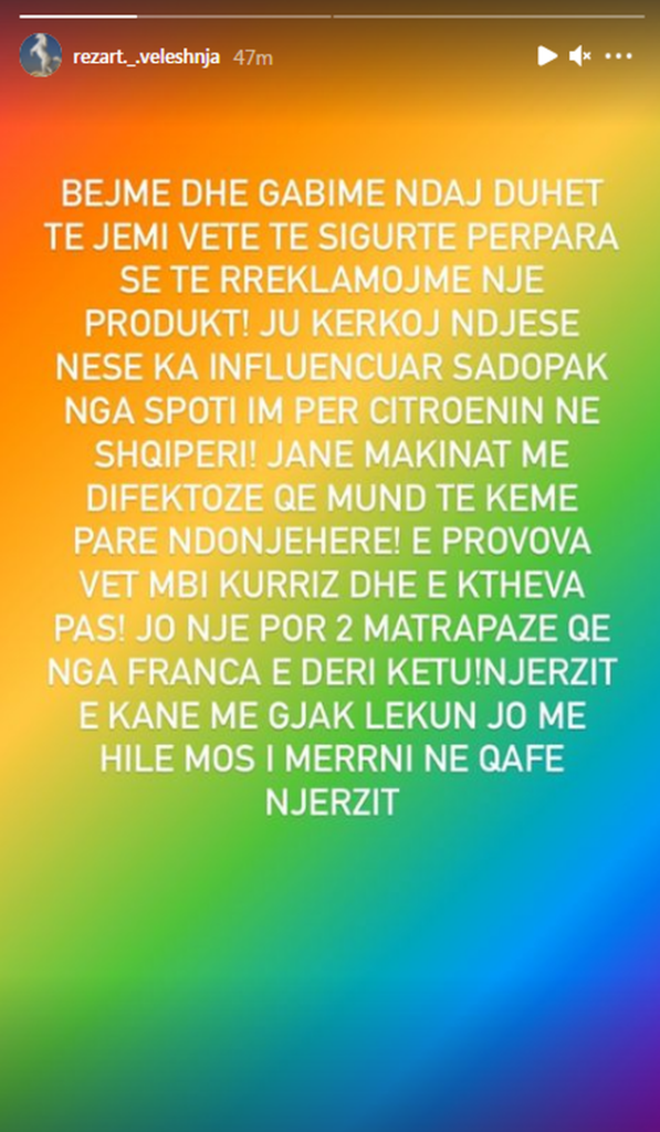 Dikur e reklamoi, tani Rezart Veleshnja shpërthen keq ndaj markës së famshme: E provova 2 herë mbi kurriz, mos blini... 1 640 0 6111391a7b32c