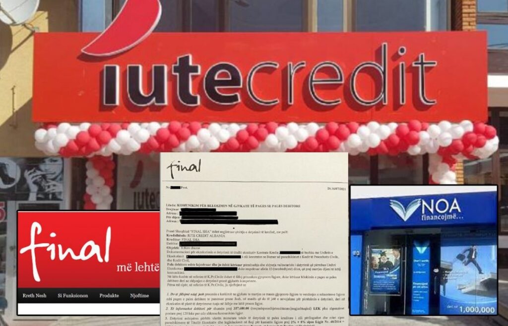 DENONCIMI / Këto shoqëri financiare: IUTE CREDIT, FINAL, NOA dhe MICRO Credit shantazhojnë qytetarët për mbledhjen e borxheve IU CREDIT