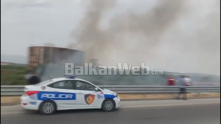 Flakët masive të zjarrit rrezikuan ish-depon e naftës në Vlorë, Leli: Zjarrëvënie e qëllimshme zjarri ne rafinerine e fierit 770x433 1