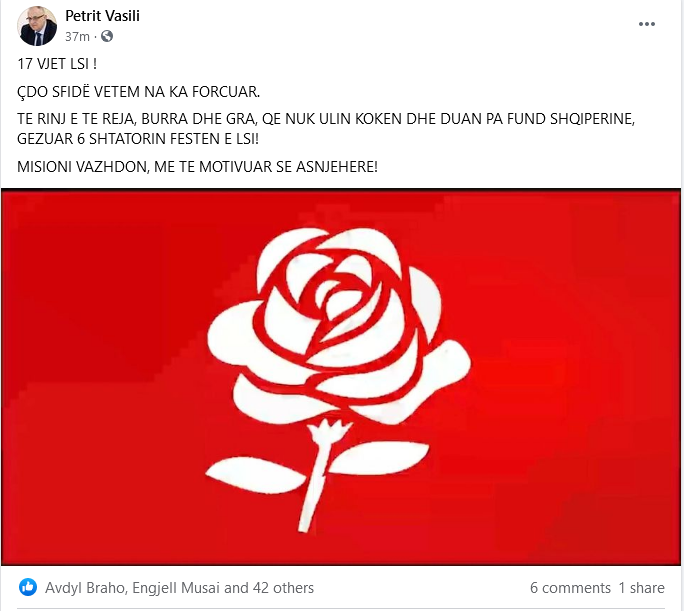 “Gëzuar Festën e LSI”, nënkryetari Vasili: Çdo sfidë vetëm na ka forcuar 1 Screenshot 2021 09 06 at 11 31 19 1 Facebook