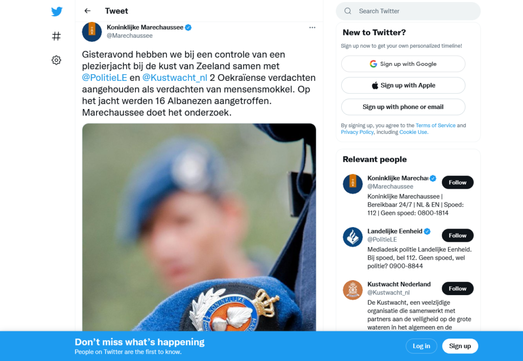 Kapen 16 shqiptarë, po iknin me jaht në Angli 1 Screenshot 2021 09 06 at 13 32 16 Koninklijke Marechaussee on Twitter