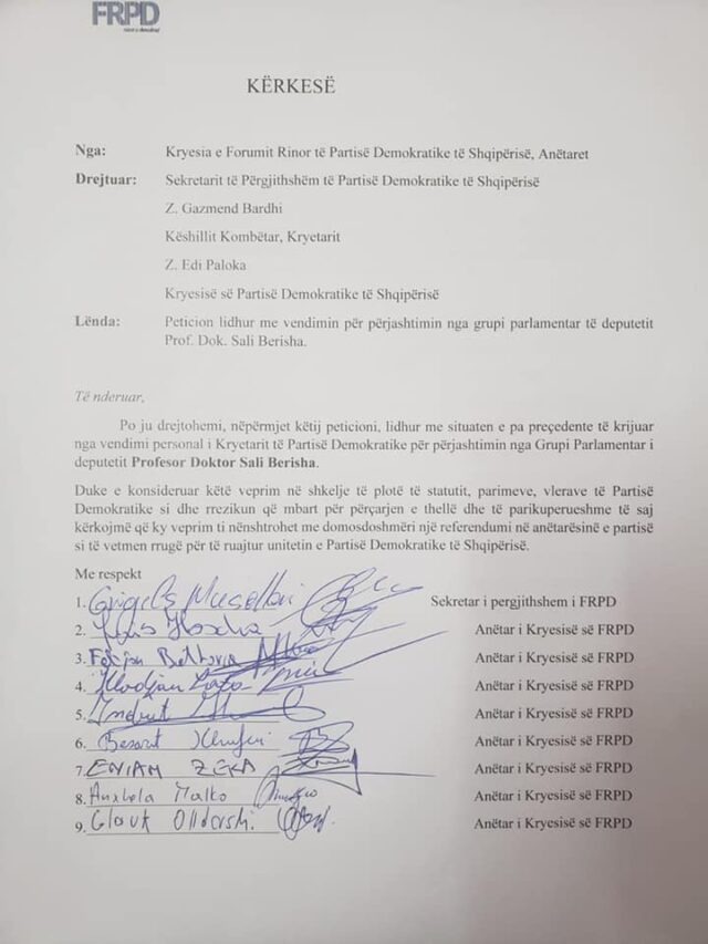 FRPD kërkon thirrjen e referendumit për përjashtimin e Berishës, mes firmëtarëve edhe djali i Olldashit 1 WhatsApp Image 2021 09 15 at 11.31.11