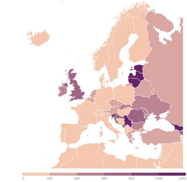 “Politico” nxjerr hartën: Cilat janë vendet më të rrezikuara nga COVID në Europë? 1 25 640x623 1