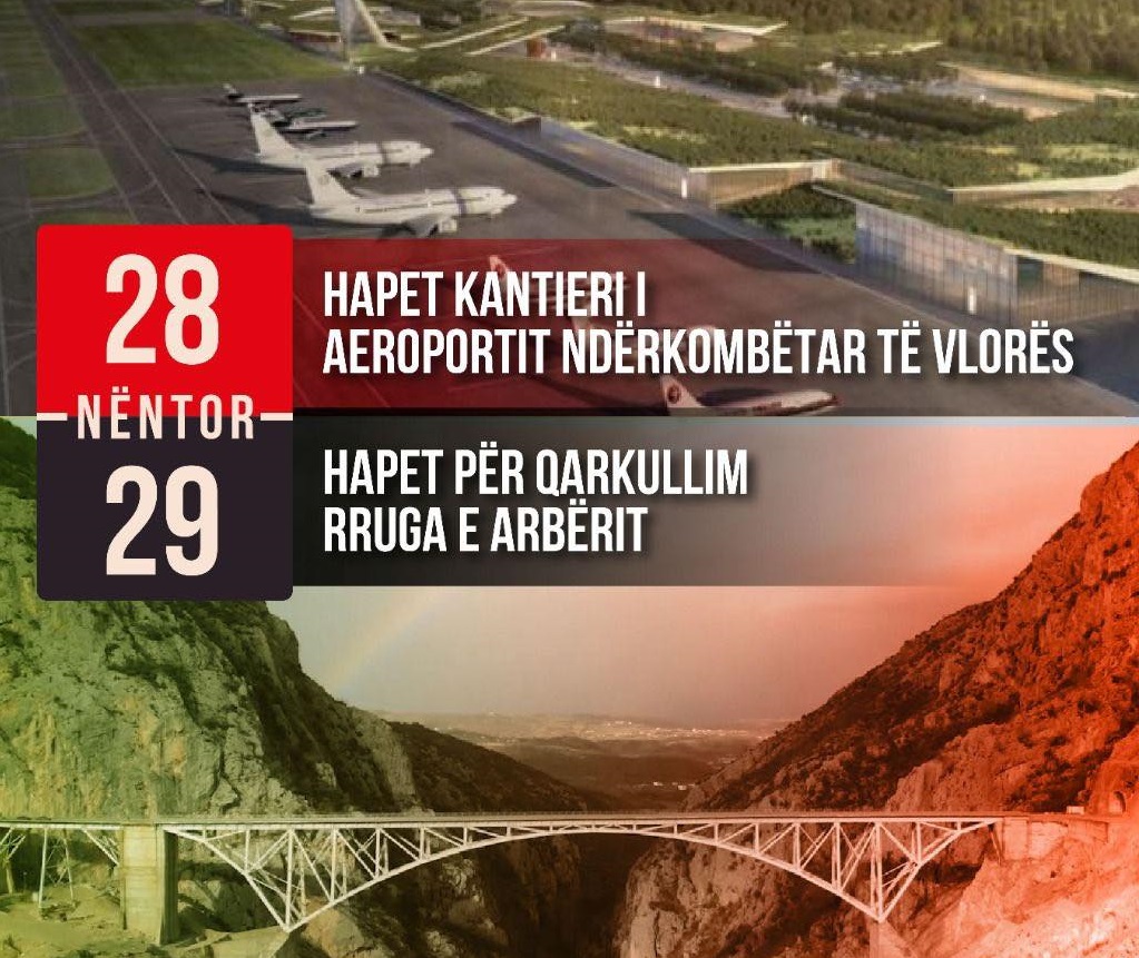 Rama ndan lajmin për festat e nëntorit: Hapet kantieri i aeroportit të Vlorës dhe nis qarkullimi në “Rrugën e Arbërit” 1 Edi Rama 16