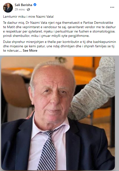 Ndahet nga jeta ish-anëtari i PD-së, Berisha bën dedikimin prekës: Lamtumirë mik 1 Untitled 3