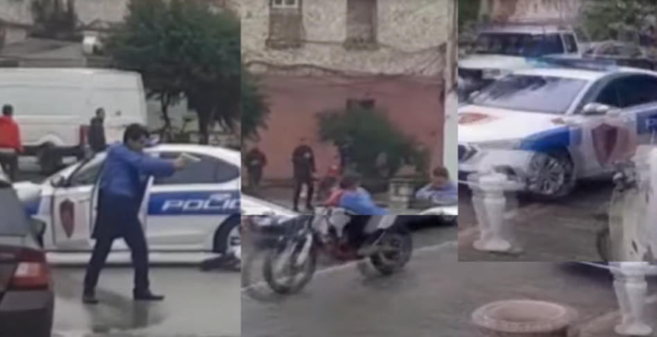 Qytetarët shtangen nga arrestimi në mes të qytetit të Beratit, policët nxjerrin “pistoletën” policia filmi
