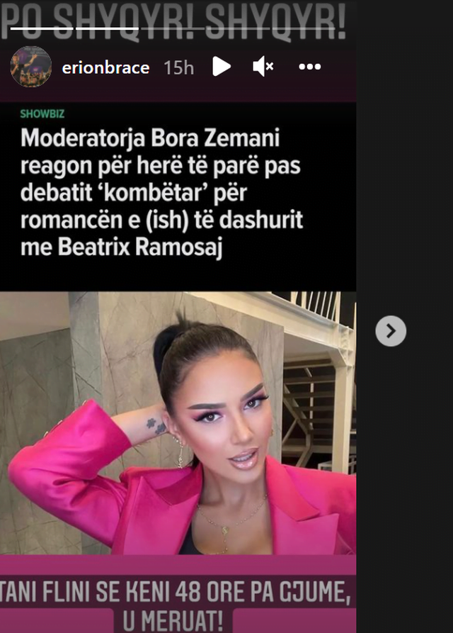 “O shyqyr, shyqyr!”/ Trekëndëshi i dashurisë Bora-Donald-Beatrix, vjen reagimi i papritur nga Erion Braçe 2 640 0 61acc5d87161c 1