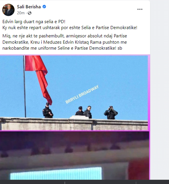 Berisha publikon foton dhe i dërgon mesazh Ramës: Edvin larg duart nga selia e PD-së! 1 640 0 61bf1e761faf7